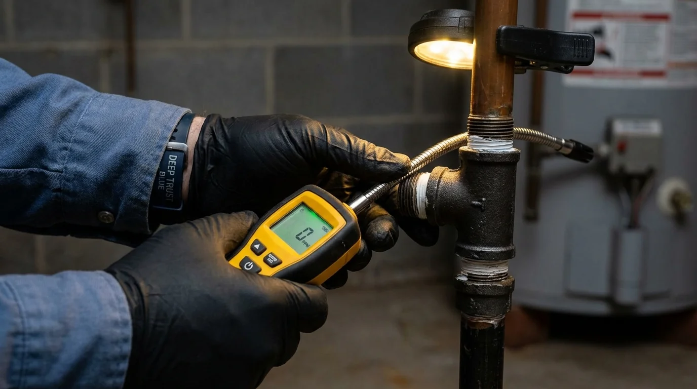 Gas leak detection with electronic sniffer by Johns Plumbing LLC in Landrum