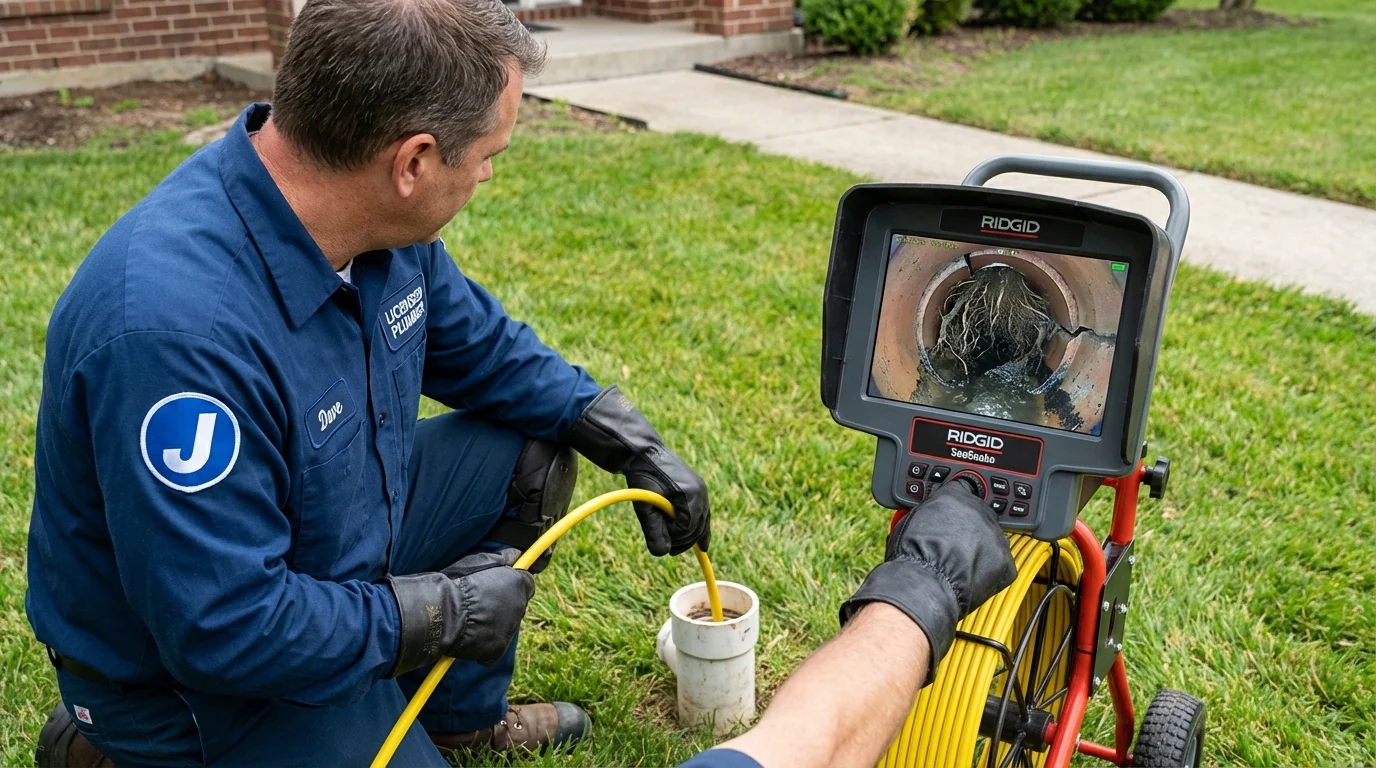 Sewer camera inspection being performed by Johns Plumbing LLC in Landrum