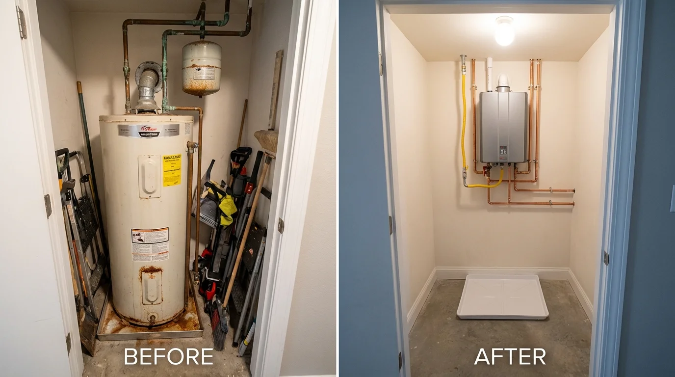 Tank water heater versus wall-mounted tankless unit comparison for Landrum, SC homeowners