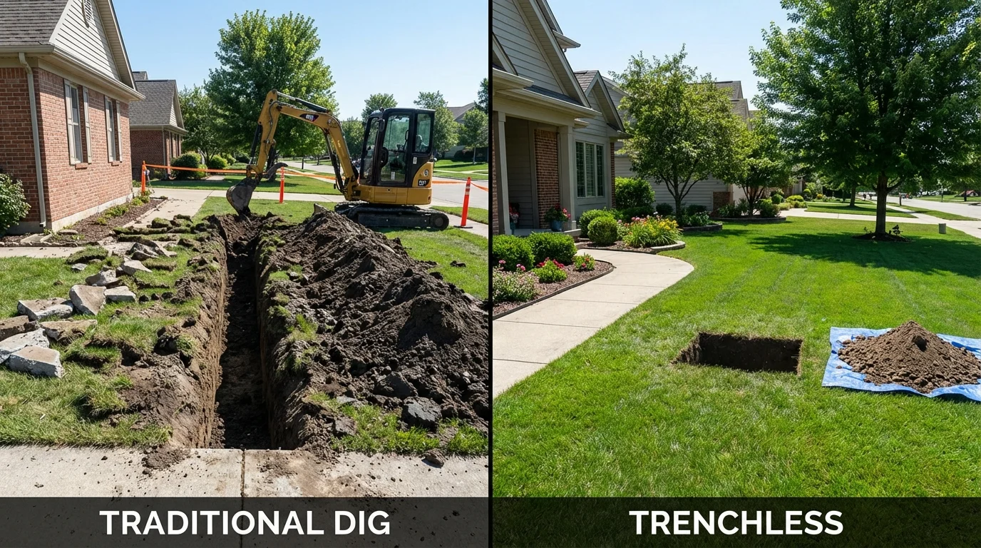 Trenchless sewer repair with minimal yard damage versus traditional excavation in Landrum, SC